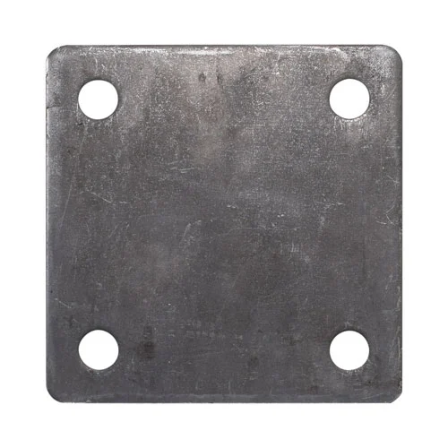 Steel Base Plate, 4" Square, 7/16" Holes, Thickness 3/16"